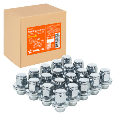 гайка колесная AIRLINE M14x1,5x42, несъемная шайба, кл.21, закрытая, хром для а/м Nissan/Infiniti ASCR020