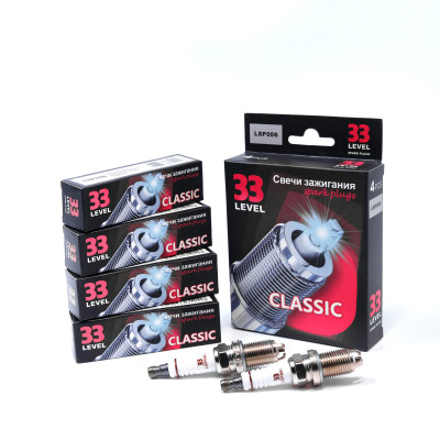 свечи 33LEVEL LSP006 для а/м ГАЗ, УАЗ, HYUNDAI, KIA, TOYOTA, NISSAN (3-х эл) "Classic" (BKUR5ET-10) (индив. упак. 4 шт.)