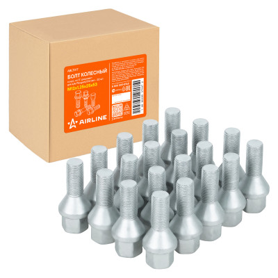 болт колесный AIRLINE M12x1,25x25x53, конус, кл.17, дакромет для а/м Peugeot/Citroen ABLT017