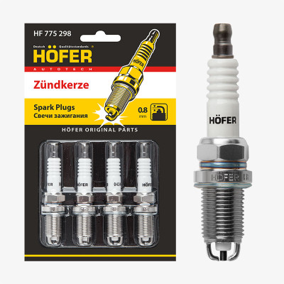 свечи HOFER для а/м Renault Logan (04-)/Sandero (07-) (0,8мм) (блист. 4 шт.) (ан.BKR5EK) HF 775 298