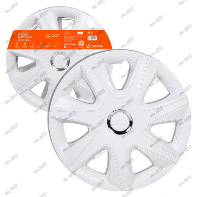 колпак колеса все модели а/м  AIRLINE  "Джой"  R-16, белый глянец, хром кольцо 2 шт/уп AWCC-16-39