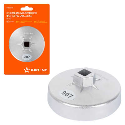 съемник масляного фильтра AIRLINE "Чашка" 89мм, 15 граней ATFC014