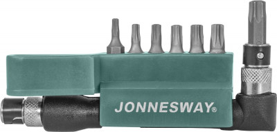 набор бит вставок JonnesWay TORX 1/4"DR TORX T10-T40, c Г-образным приводом, 8 предметов на пластиковом держателе арт.S08H2S8S