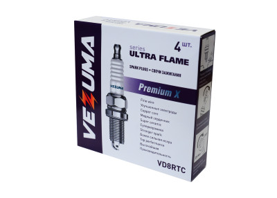 свечи VEZUMA для мото техники YAMAHA/SUZUKI/KTM/KAWASAKI (упак. 4 шт.) "Premium X" арт. VD8RTC