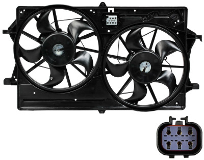 электровентилятор охлаждения LUZAR для а/м Ford Focus I (98-) (2 вент.) (с кожухом и резист.) A/C (LFK 1054)