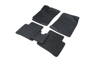 коврики салона Carpetelli Kia Rio 3 2011-2017 комплект EVA ромб черный кант черный