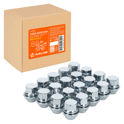 гайка колесная AIRLINE M12x1,5x28,5, конус подвижный, кл.19, закрытая, хром для а/м Ford ASCR010