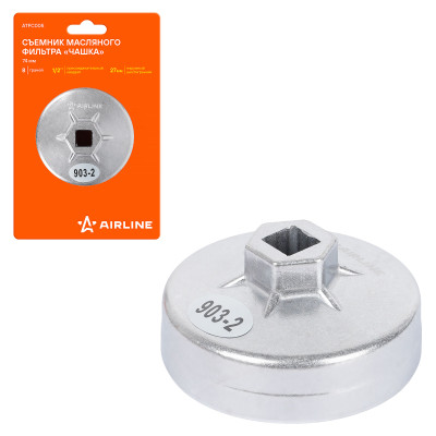 съемник масляного фильтра AIRLINE "Чашка" 74мм, 8 граней ATFC005