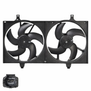 электровентилятор охлаждения LUZAR для а/м Nissan Almera N16 (00-)/Primera P12 (02-) (2 вент.) (с кожух.) LFK 1416