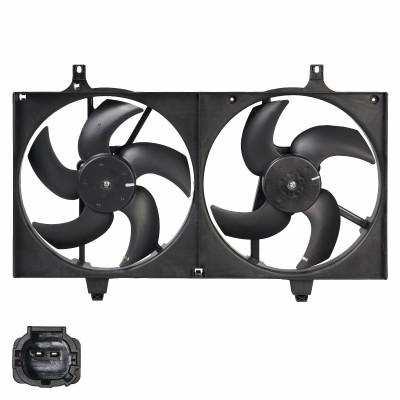 электровентилятор охлаждения LUZAR для а/м Nissan Almera N16 (00-)/Primera P12 (02-) (2 вент.) (с кожух.) LFK 1416