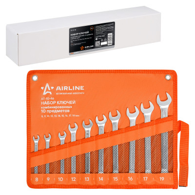 набор ключей AIRLINE комбинир. 10 предм. (8,9,10,12,13,14,15,16,17,19мм) сумка AT-10-46