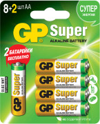 батарейка GP Super Alkaline алкалиновая LR06/AA 1.5V BP8+2 (10 шт/уп.) 02724
