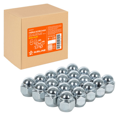 гайка колесная AIRLINE M12x1,5x25, конус, кл.21, закрытая, хром для а/м Mazda/Hyundai/KIA ASCR011