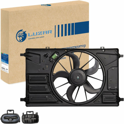 электровентилятор охлаждения LUZAR для а/м Ford Transit (13-) 2.2D FWD (с кожухом и резист.) (LFK 1014)