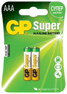 батарейка GP Super Alkaline алкалиновая LR03/AAA 1.5V BP4 (4 шт/термоспайка)  02915