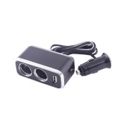 прикуриватель-разветвитель SKYWAY 2 гнезда + USB Черный, предохранитель 10А, USB 1A S02301016