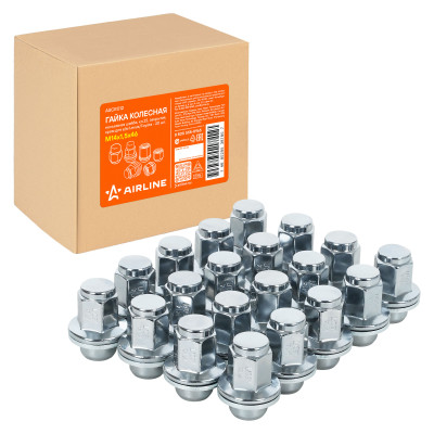 гайка колесная AIRLINE M14x1,5x46, несъемная шайба, кл.22, закрытая, хром для а/м Lexus/Toyota ASCR012