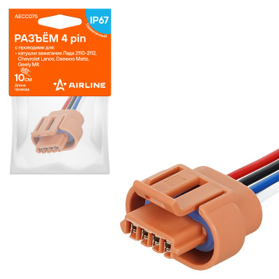 колодка соединительная AIRLINE 4 pin с проводами для катушки зажигания Лада, Chevrolet, Daewoo, Geely AECC075