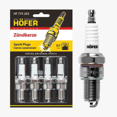 свечи HOFER для а/м LADA 2101-2107 карб. (0,7мм) (блист. 4 шт.) (ан.BP6ES) HF 775 203