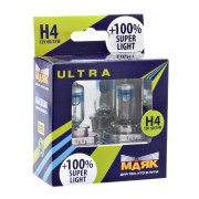 лампа МАЯК H4 12V 60/55W P43t ULTRA Super Light +100% (ком-т 2шт.) арт. 82420SL+100