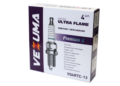 свечи VEZUMA для а/м Ford Fiesta, Focus, Mondeo, Transit / Mazda 3, 6, MPV, Tribute /- Volvo S80, V70 (упак. 4 шт.) "Premium X" арт. VQ6RTC-13