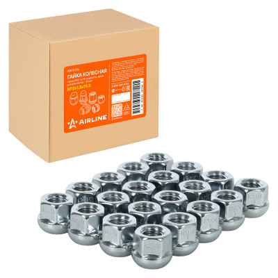 гайка колесная AIRLINE M12x1,5x19,5, сфера R12, кл.19, открытая, хром для а/м Honda ASCR016