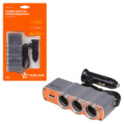 прикуриватель-разветвитель Airline 3 гнезда, USB, шнур 70см (12В, 5А, 60Вт) ASP-3U-03