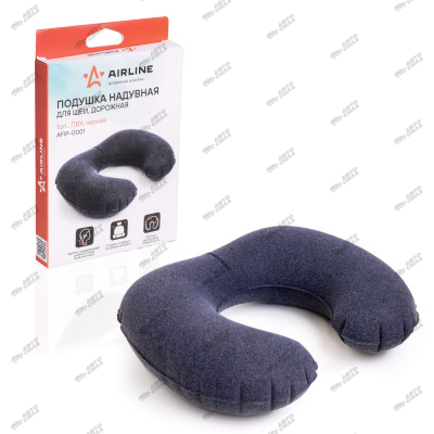 подушка AIRLINE надувная для шеи, дорожная, ПВХ, 1 шт., цвет черный AFIP-0001