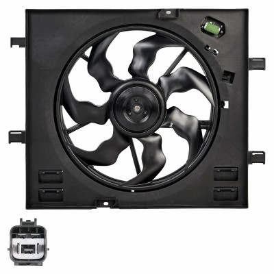 электровентилятор охлаждения LUZAR для а/м Geely Atlas (18-) 1.8T/2.0i/2.4i (с кожухом и резист.) LFK 3013