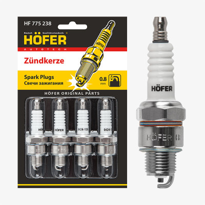 свечи HOFER для а/м ГАЗ/УАЗ с дв. ЗМЗ-402.1/4021.1 (0,8мм) (блист. 4 шт.) (ан.BP5HS) HF 775 238
