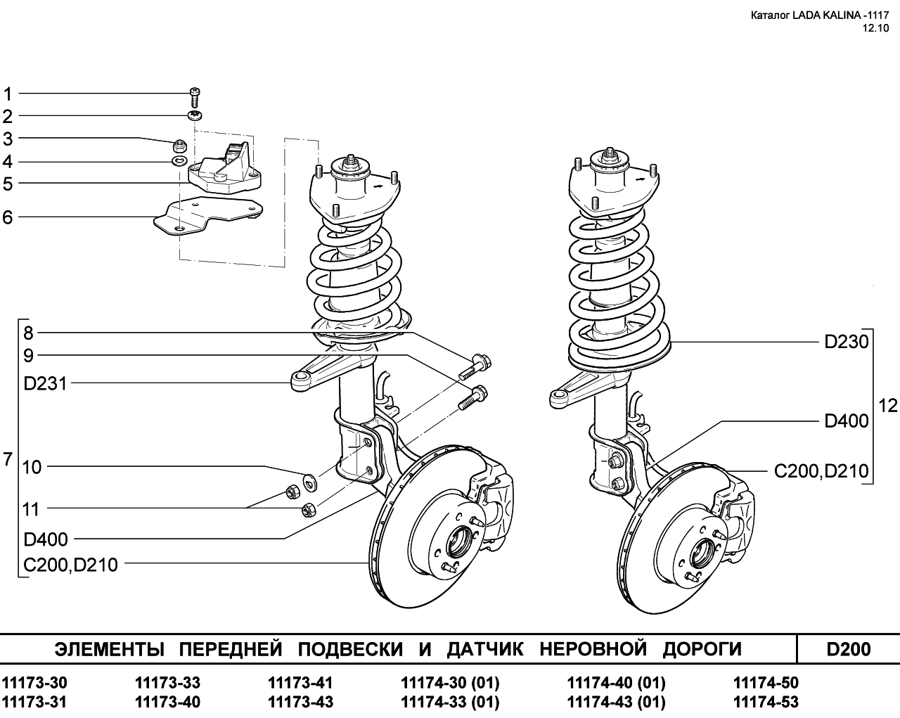 LADA KALINA 1117 08.06.2010 Элементы передней подвески и датчик неровной дороги