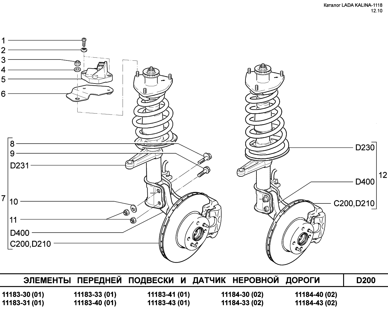 LADA KALINA 1118 25.01.2011 Элементы передней подвески и датчик неровной дороги