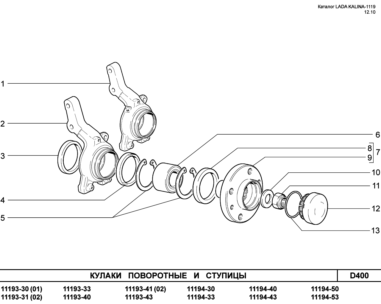 LADA KALINA 1119 25.01.2011 Кулаки поворотные и ступицы