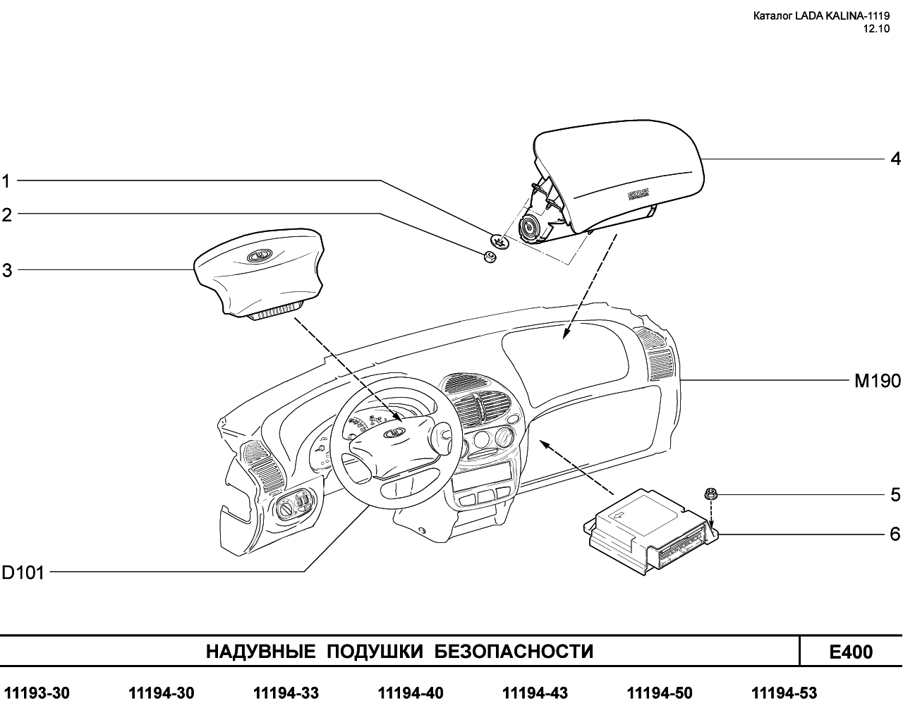 LADA KALINA 1119 25.01.2011 Надувные подушки безопасности