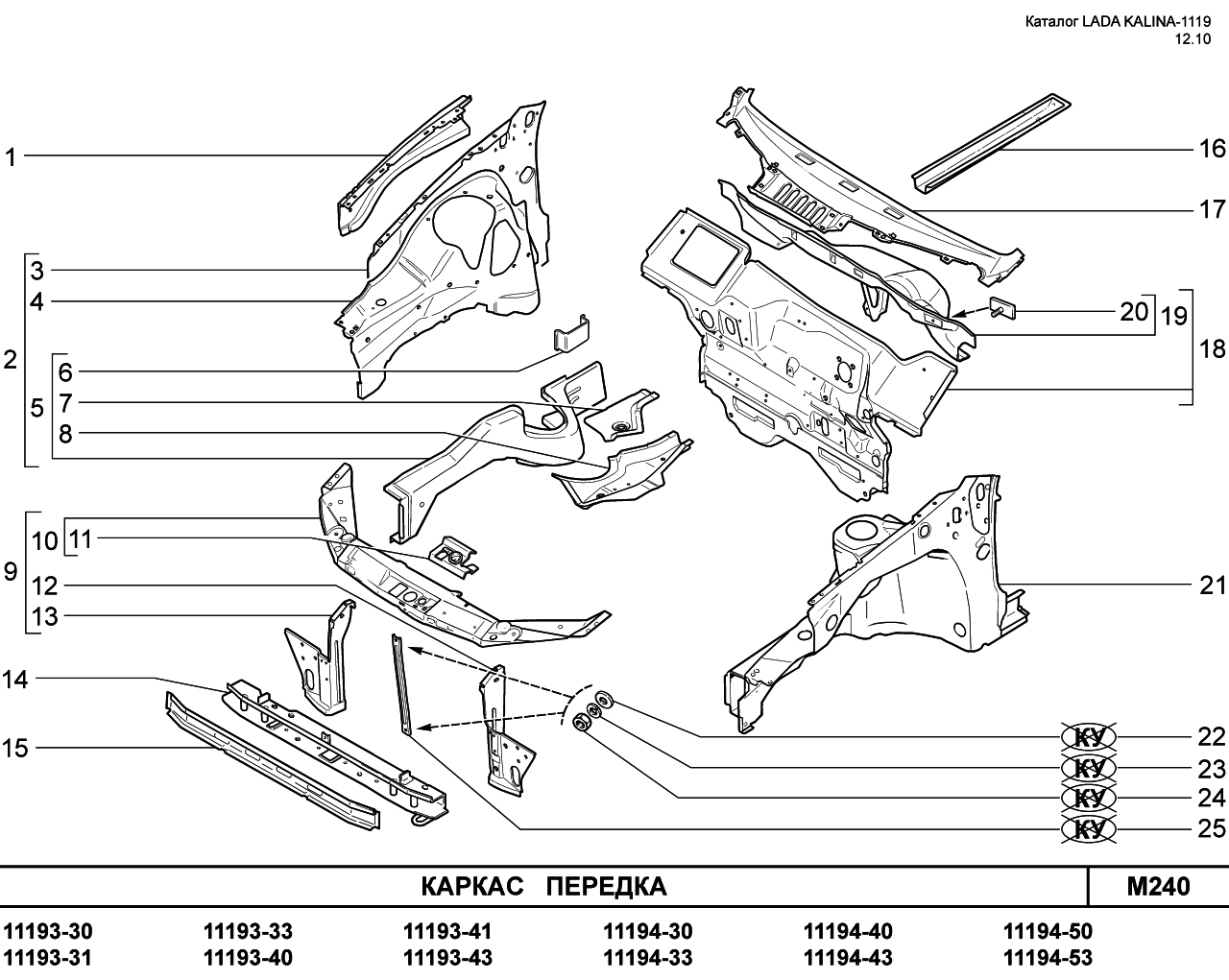 LADA KALINA 1119 25.01.2011 Каркас передка