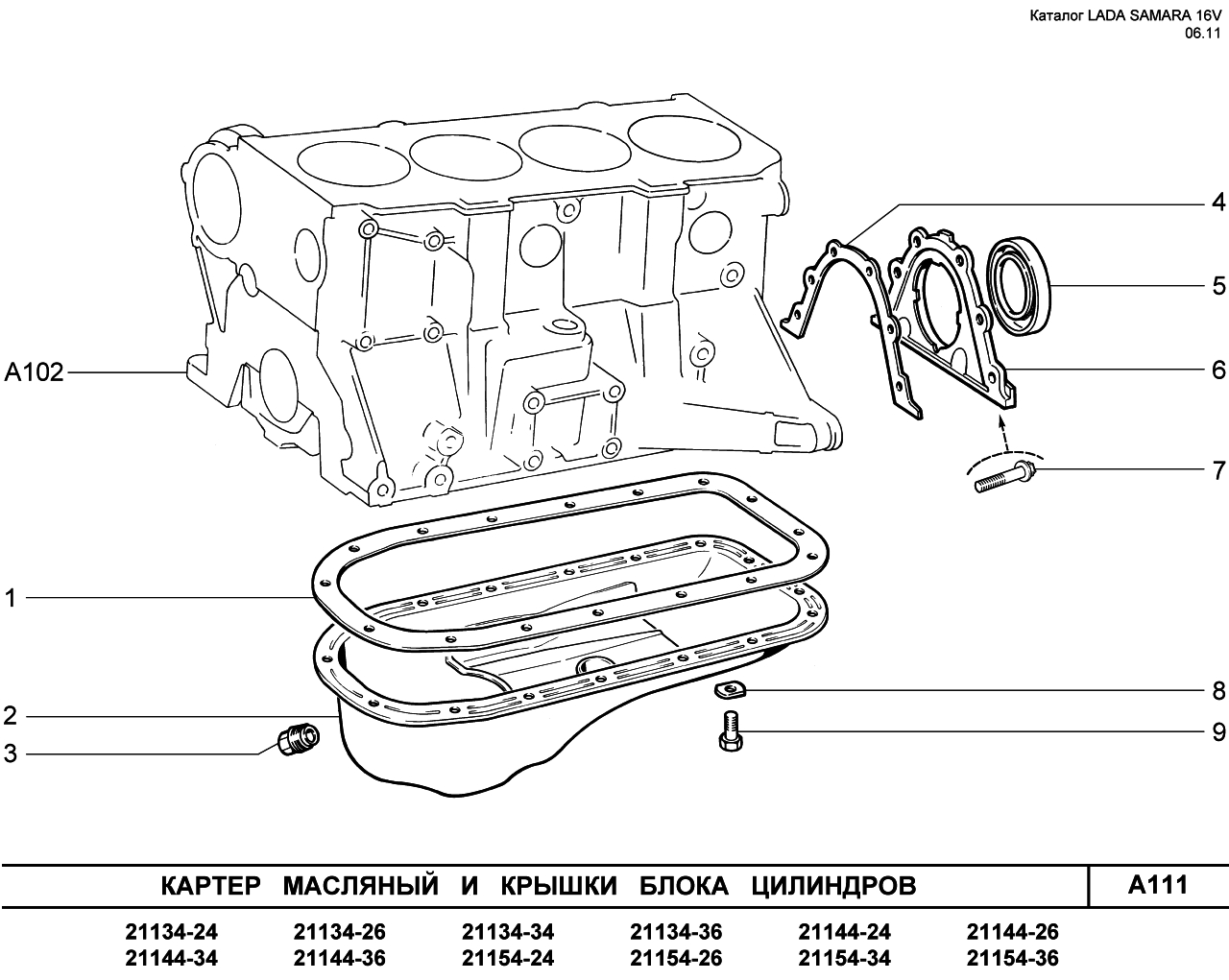 LADA SAMARA 16V 01.04.2010 Картер масляный и крышки блока цилиндров