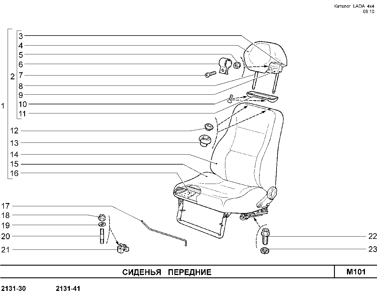 Крепёж переднего сиденья ВАЗ 21214