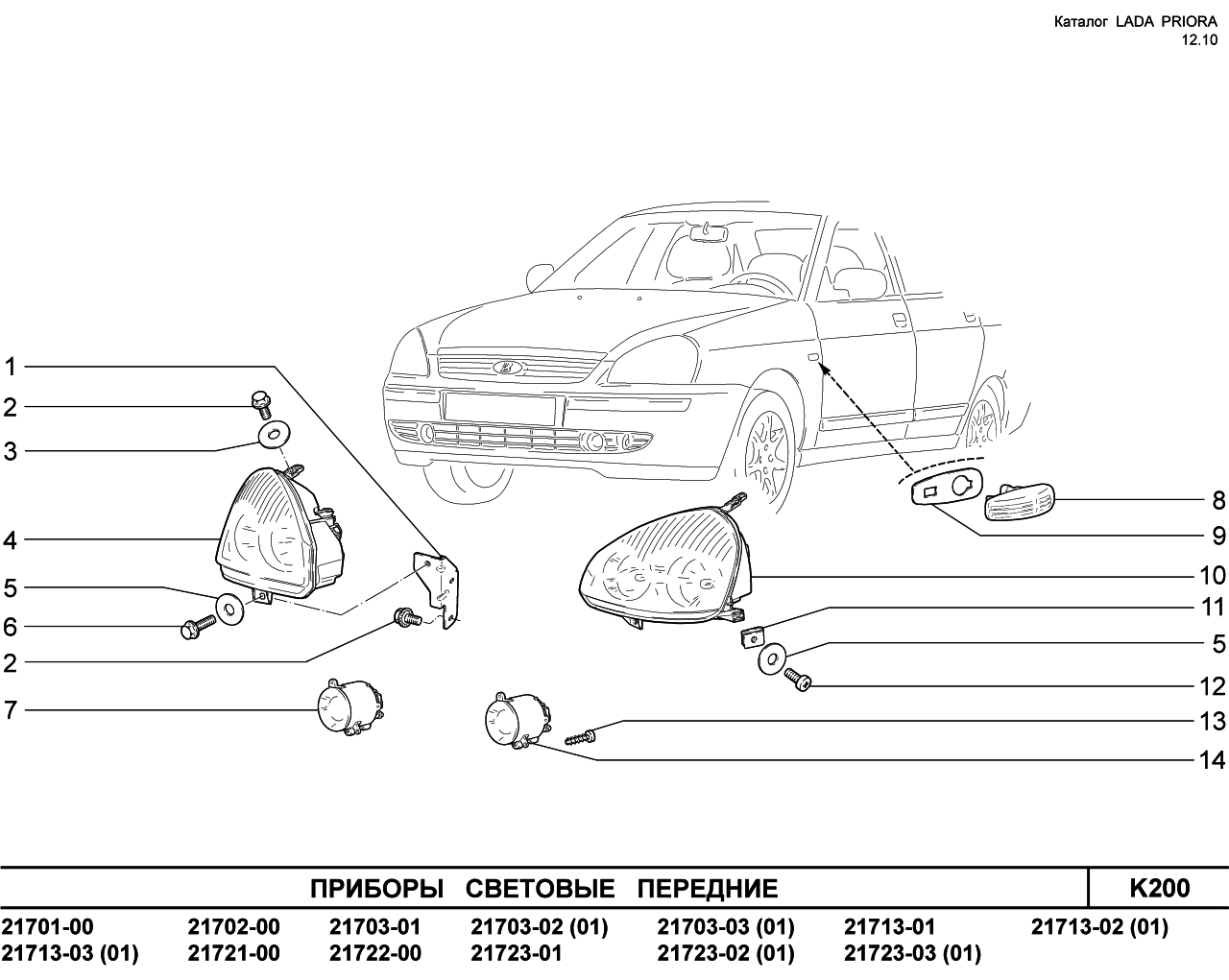 LADA PRIORA 16.12.2010 Приборы световые передние