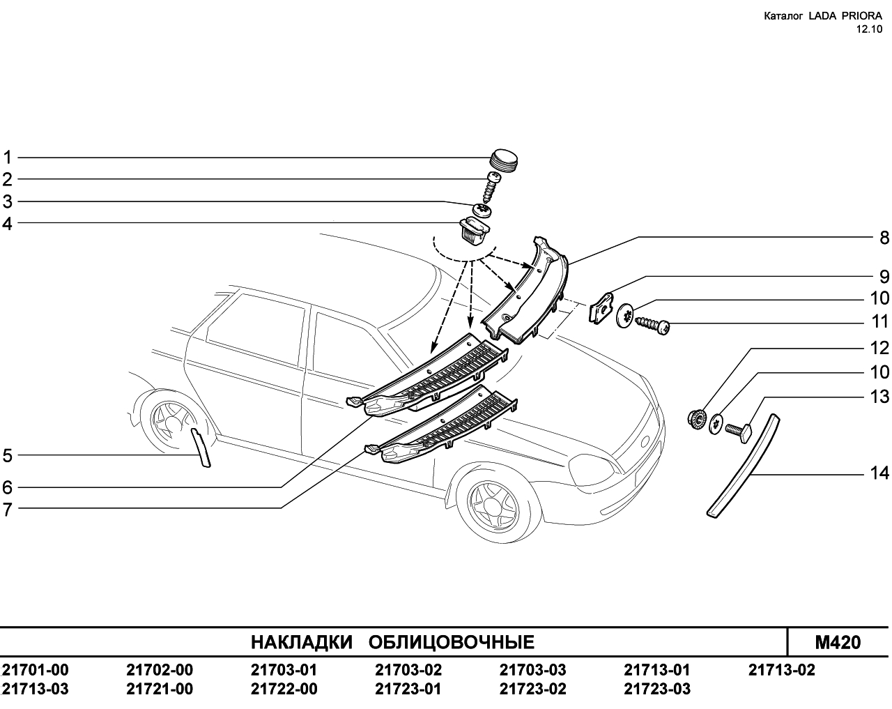 LADA PRIORA 16.12.2010 Накладки облицовочные