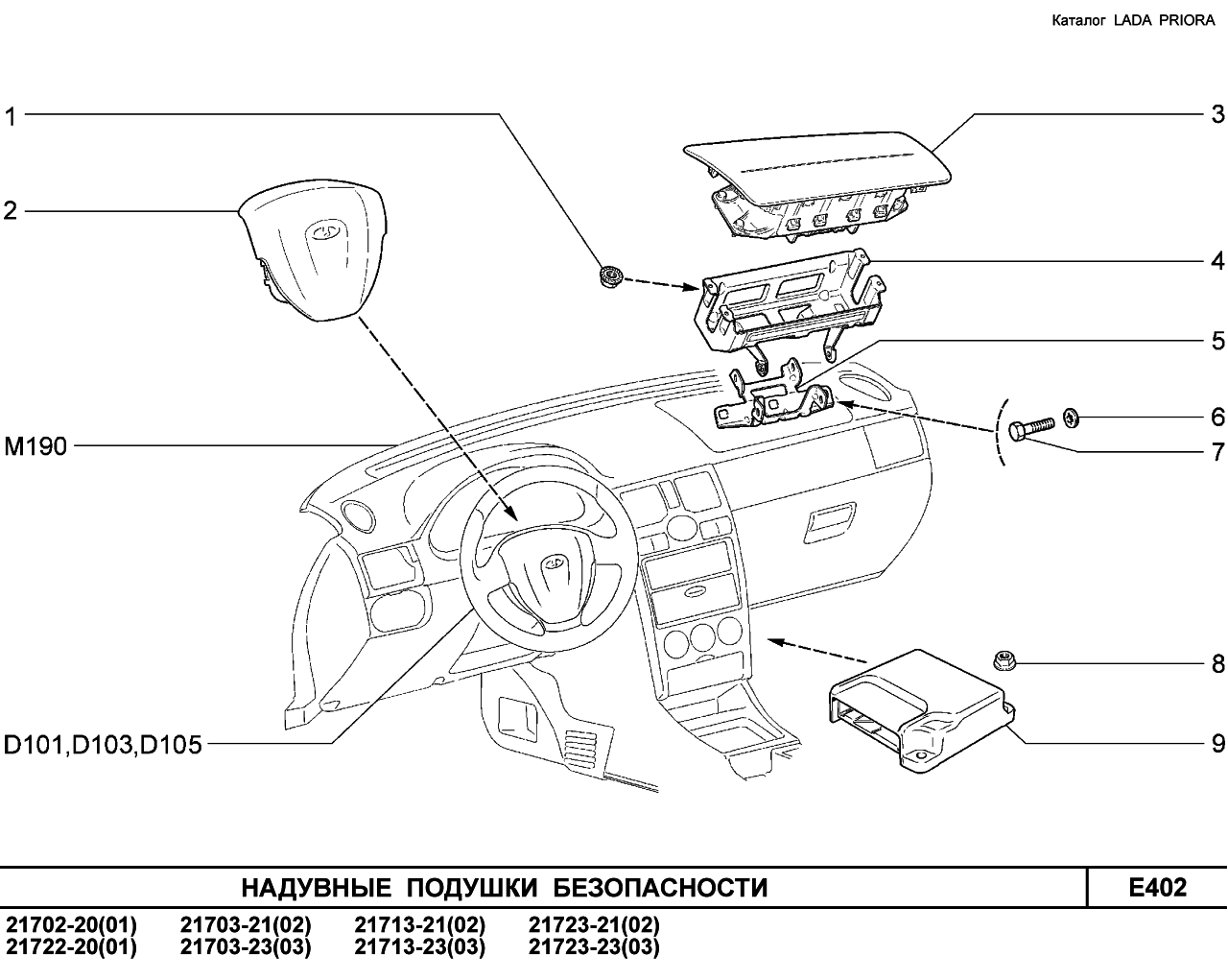 LADA PRIORA 2013 Надувные подушки безопасности  