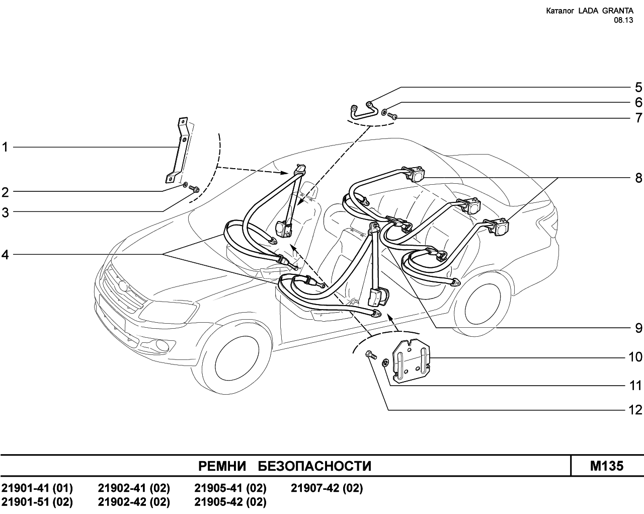 LADA GRANTA 08.2013 Ремни безопасности