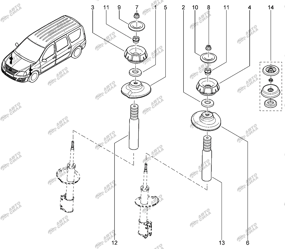 Амортизатор передний ларгус схема