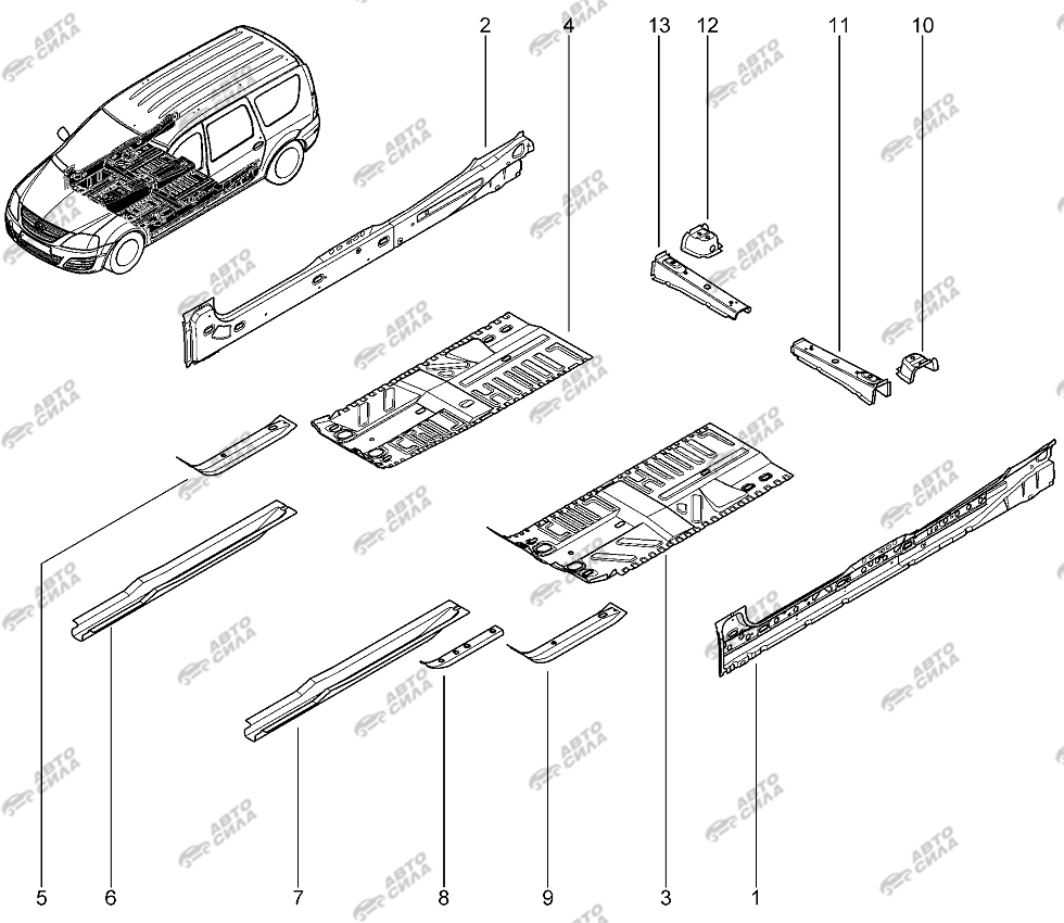 LADA LAGRUS 2012 Элементы нижние средние