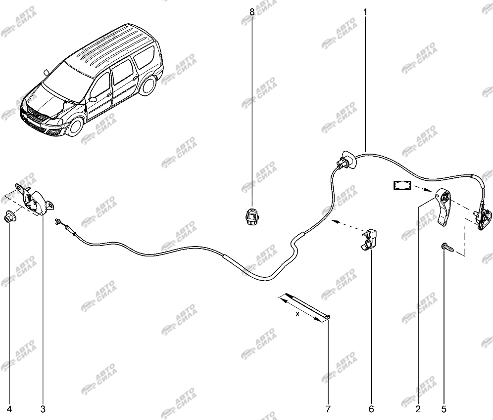 LADA LAGRUS 2012 Привод открытия капота