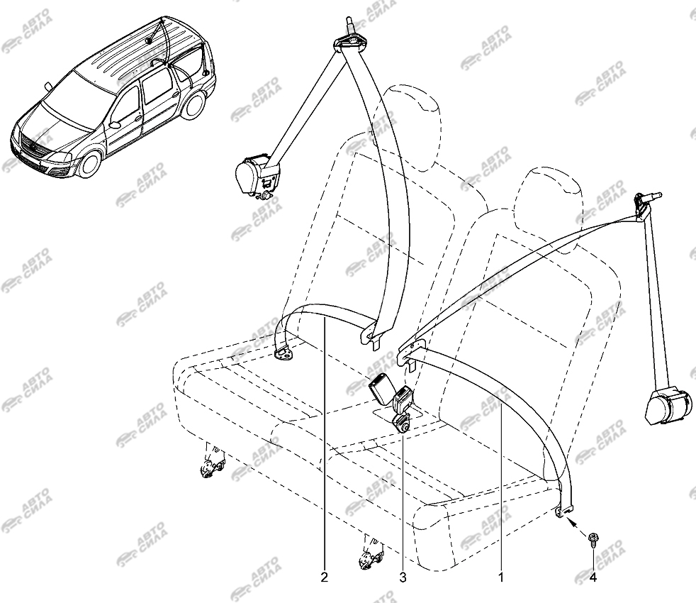 Ремни безопасности 3-го ряда