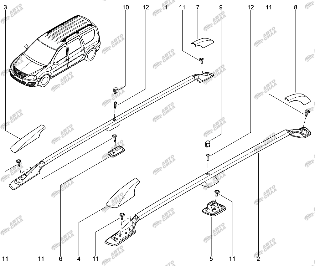 Накладка на рейлинг лада ларгус