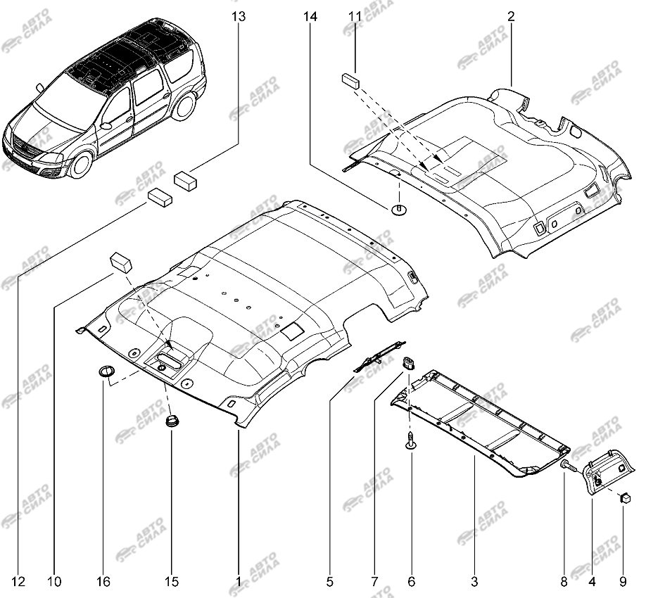 LADA LAGRUS 2012 Обивка потолка