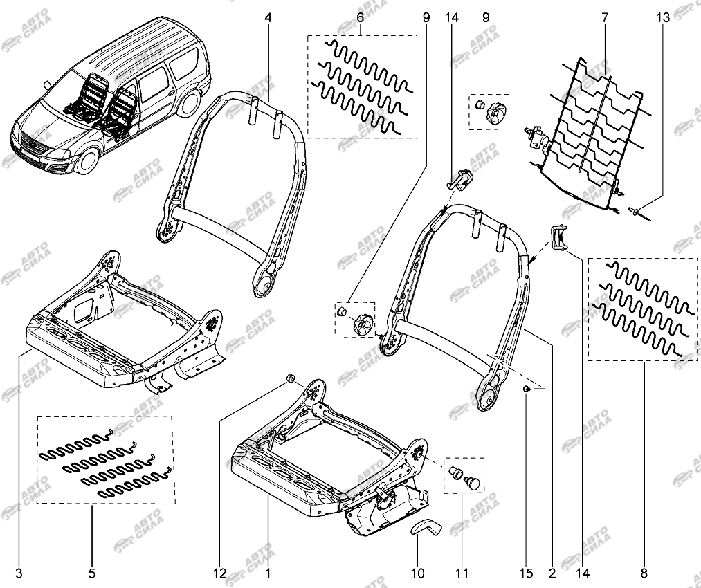 LADA LAGRUS 2012 Каркас сидений передних