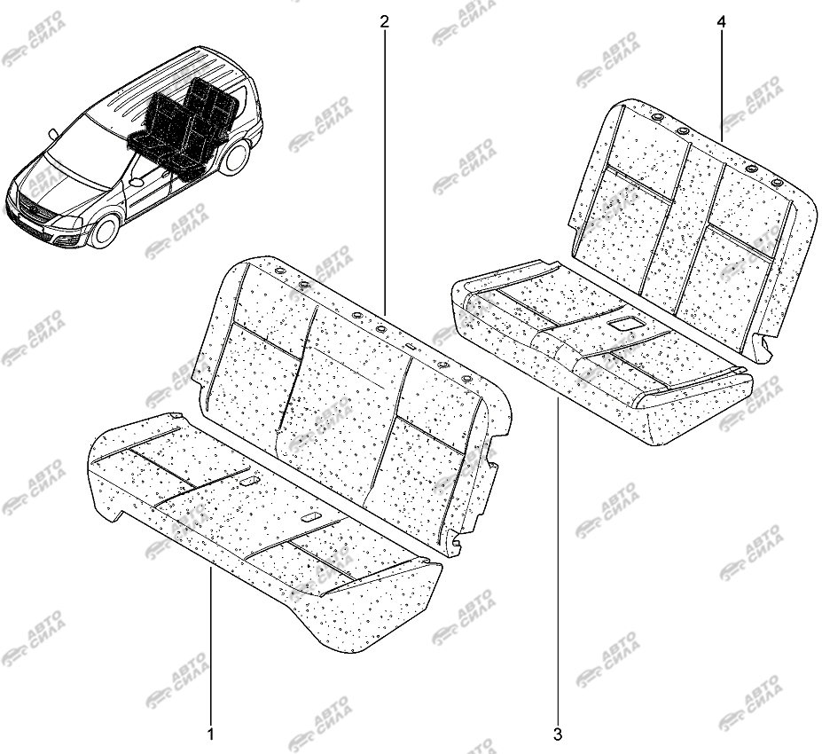 Подушка, спинка задних сидений