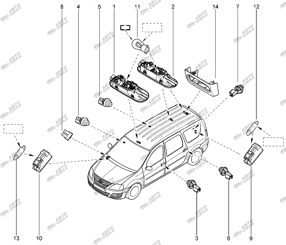 LADA LAGRUS 2012 Салонное освещение